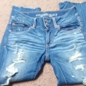 American Eagle Outfitters Women's Ripped Blue Skinny Jeans
